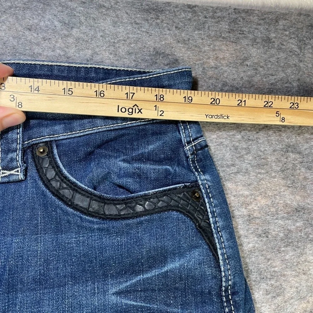 VACCARI Alligator Jeans Mens 38x32 Blue Alligator Skin Pockets Cowboy Rodeo